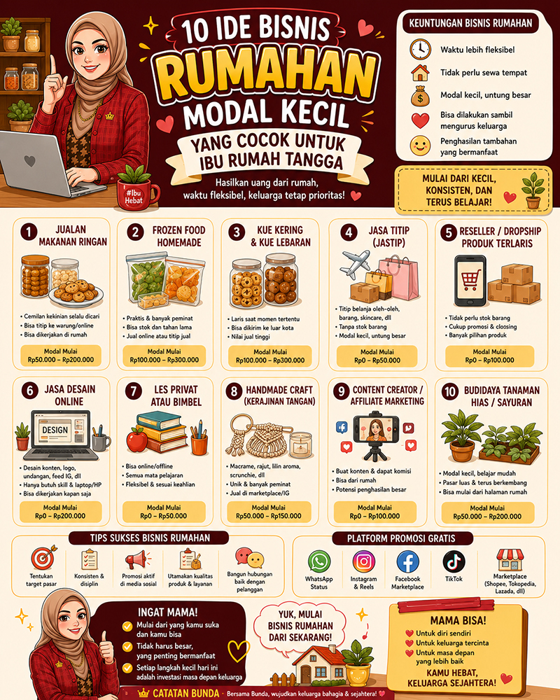 10 Ide Bisnis Rumahan Modal Kecil Yang Cocok Untuk Ibu Rumah Tangga