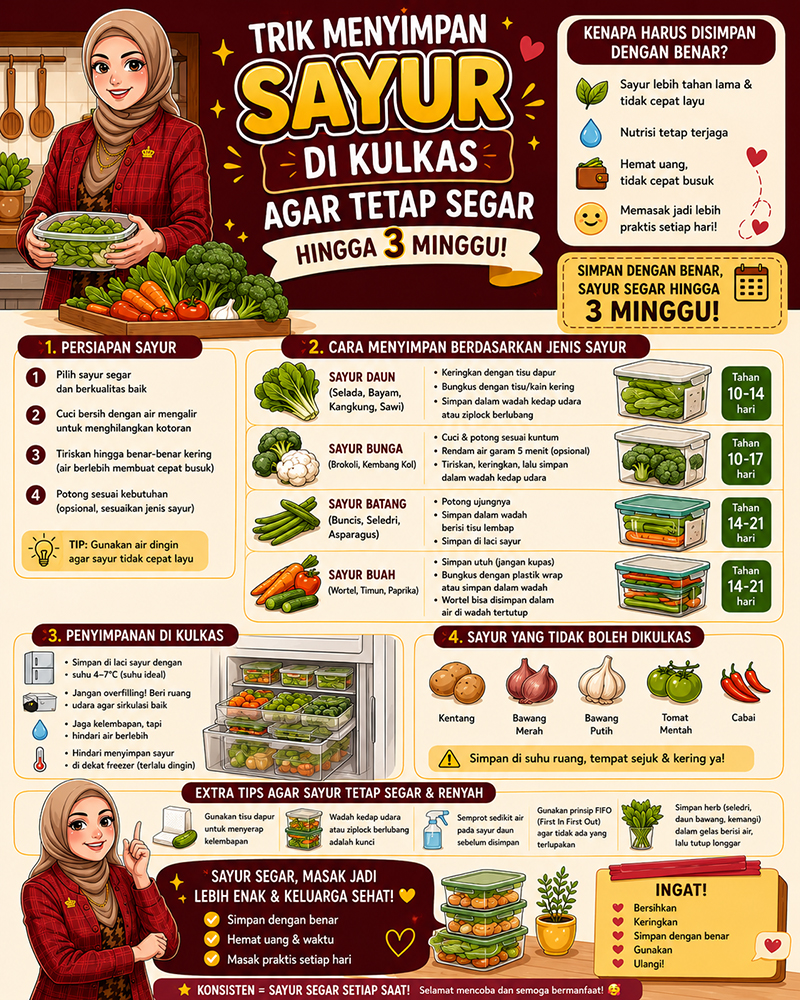 Trik Menyimpan Sayur Di Kulkas Agar Tetap Segar Hingga 3 Minggu